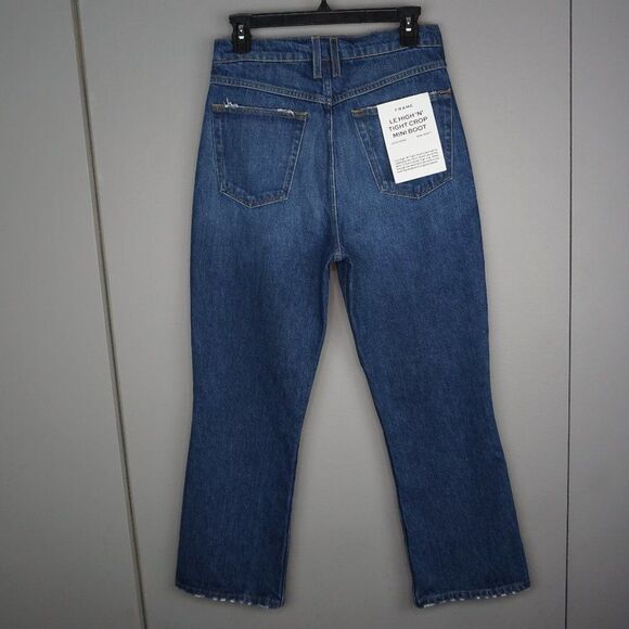 New FRAME Blue Le High 'N' Tight Crop Mini Boot Jeans in Eckhart size 27 - Picture 3 of 15